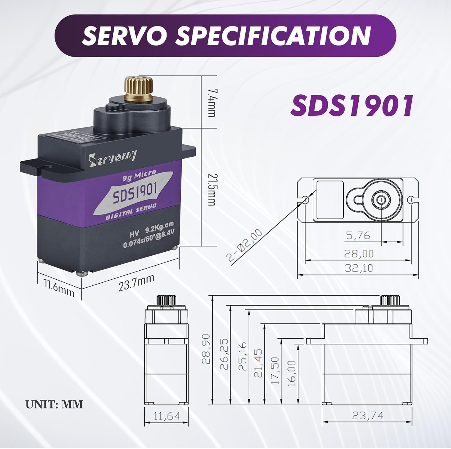 SERVOMY-SDS1901 numérique 9G M - Micro Servo avis et prix